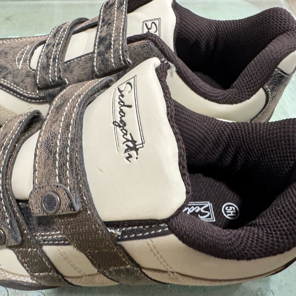 Chunky Brown and Cream Velcro Sneakers
